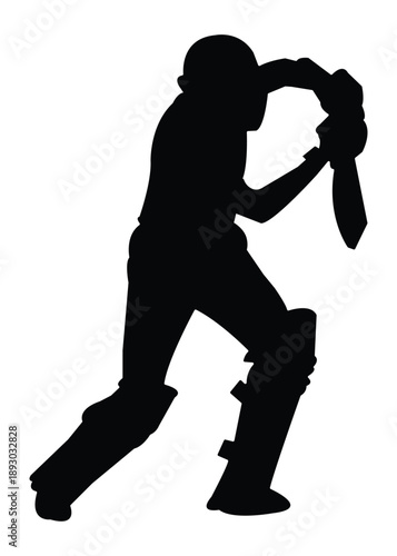 Dynamic Cricket Batsman Silhouettes in a cricket shot