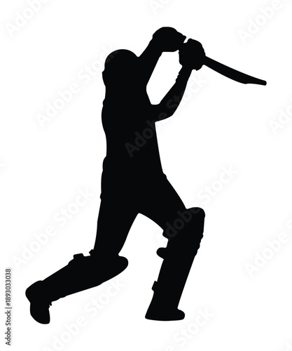 Dynamic Cricket Player Batting Poses Silhouettes