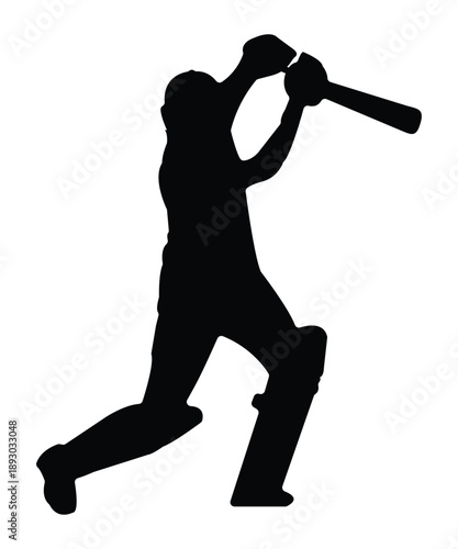 Dynamic Cricket Player Batting Poses Silhouettes