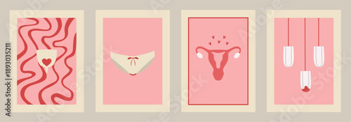 Cute hand drawn illustration of woman menstruation period theme, feminine hygiene, vector illustration.