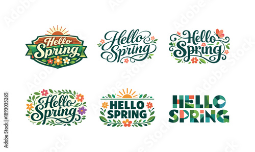 Seasonal Lettering Grid. Seasonal lettering frame. Set lettering. harmonious lettering variations of the same emblematic concept, each with different artistic