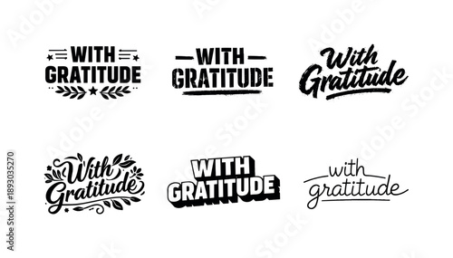 Gratitude Lettering Variations. With Gratitude Lettering. Set lettering. harmonious lettering variations of the same emblematic concept, each with different