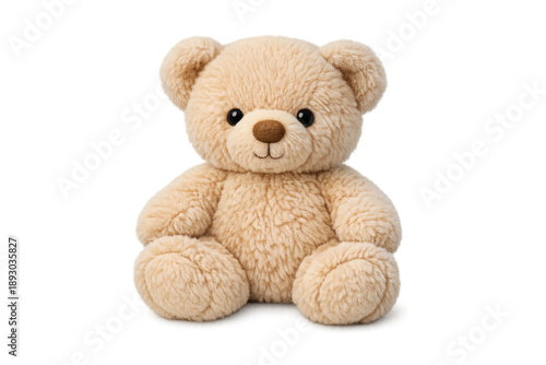 Plush teddy bear sitting with transparent background