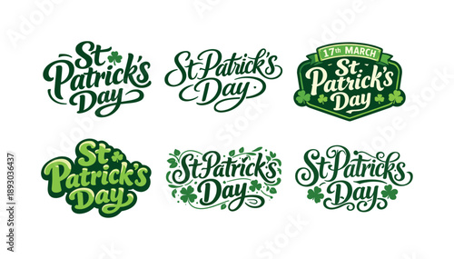 St. Patrick's Lettering Showcase. St Patrick?s Day. Set lettering. harmonious lettering variations of the same emblematic concept, each with different artistic