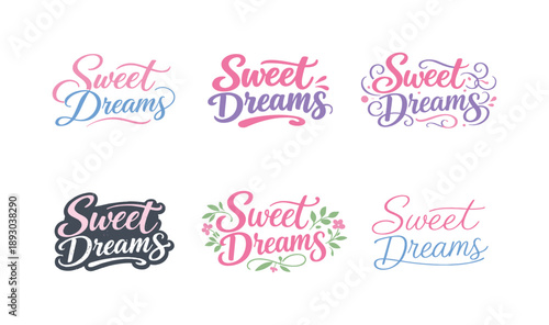 Pastel Lettering Variations. Gentle pastel lettering. Set lettering. harmonious lettering variations of the same emblematic concept, each with different