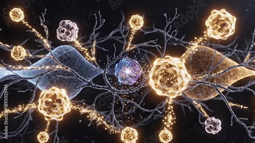 Intricate 3D Rendering of Neurons and Synapses in the Brain.