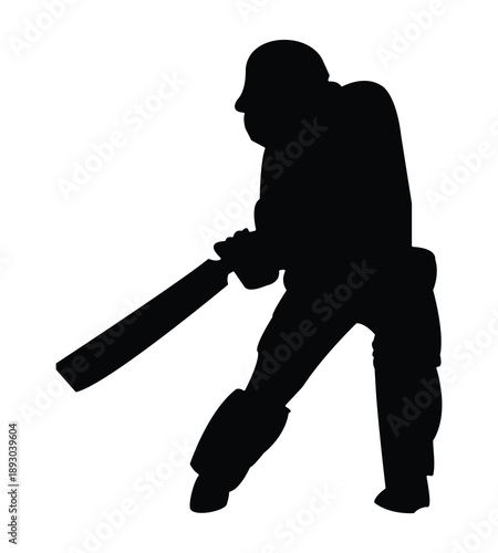 Cricket Player Silhouette with a cricket shot art