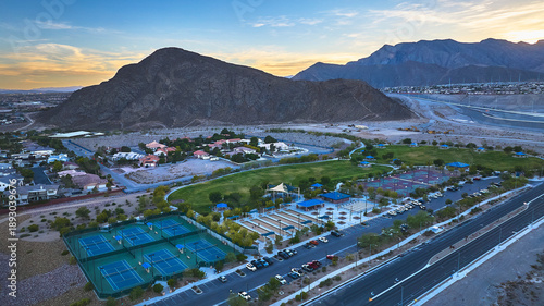 Canvas Print Aerial Lone Mountain Park Recreation Fields and Tennis Courts Las Vegas Golden H