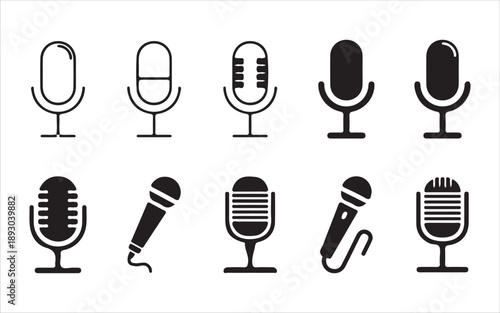 Audio mic icon for voice capture concept