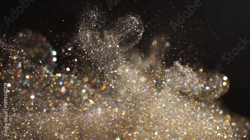 Glittering golden particles floating in the dark, creating a magical effect.