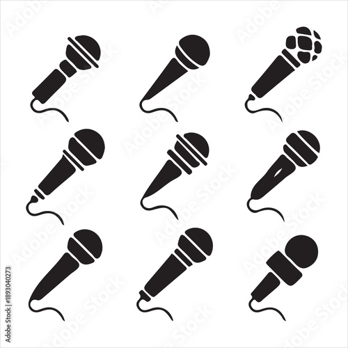 Studio sound microphone icon set
