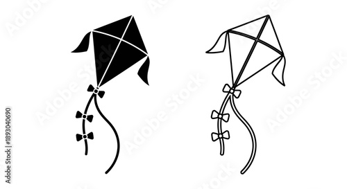 Kite design illustration black and white Vector