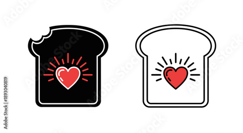 Love bread heart icon design illustration Vector