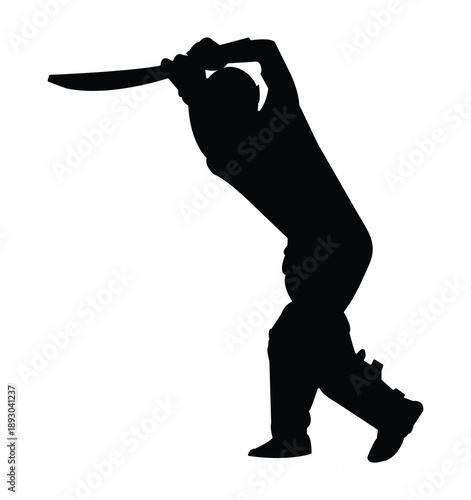 Cricket Player Silhouette with a cricket shot art