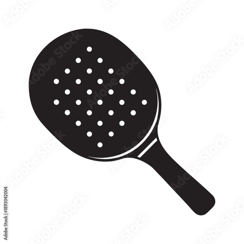 Silhouette of pickleball paddle vector icon, isolated on white background.