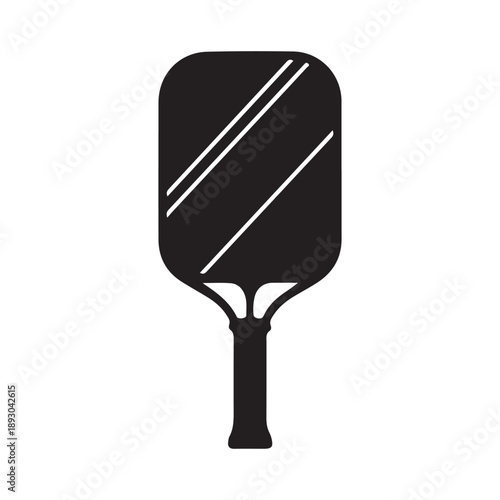 Silhouette of pickleball paddle vector icon, isolated on white background.