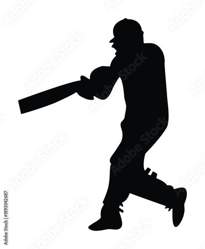 Cricket Player Silhouette with a cricket shot art
