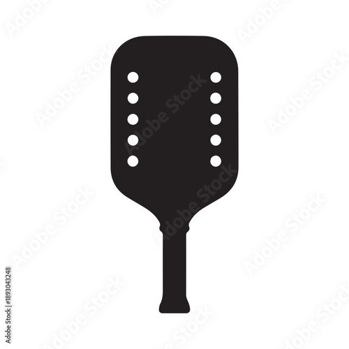 Silhouette of pickleball paddle vector icon, isolated on white background.