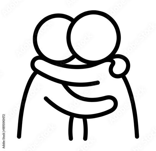 Two stick figures embracing
