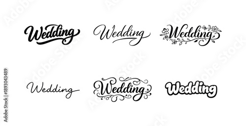 Wedding Lettering Variations. Elegant Wedding Lettering. Set lettering. harmonious lettering variations of the same emblematic concept, each with different