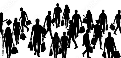 Silhouette of Shoppers carrying shopping bags