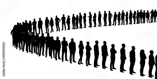 Silhouette of People standing in long queue line