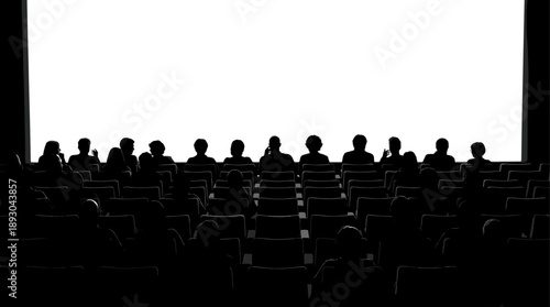 Silhouette of Audience watching presentation on large screen