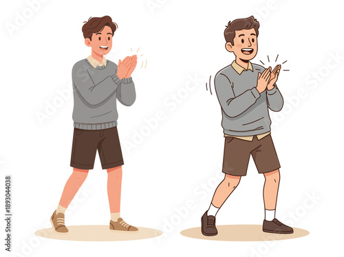 Cheerful man clapping hands in celebration