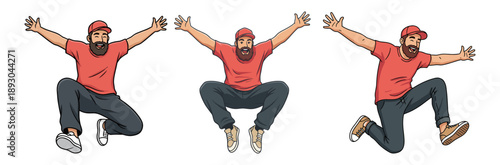 Man jumping with arms outstretched