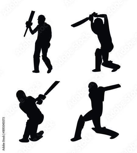 Set of cricket silhouettes design