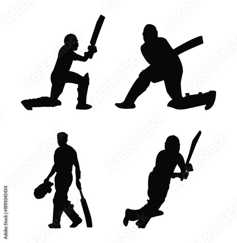 Dynamic Cricket Player Silhouettes Collection