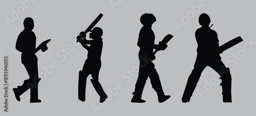 Dynamic set of Cricket Player Silhouettes