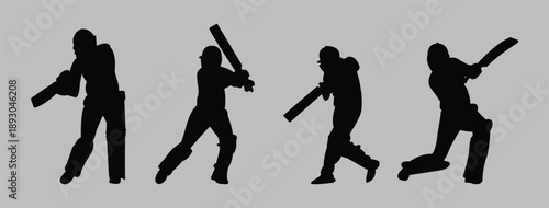 Dynamic set of Cricket Player Silhouettes