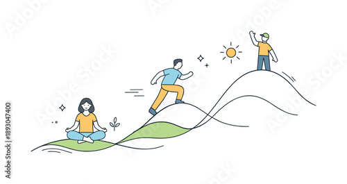 Flowing Organic Lines. Organic lines and movement. Smooth hand-drawn style curves rising and bending with gentle motion lines. Peaceful illustration about