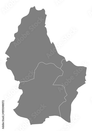 Luxembourg Map Vector with States and Provinces High Detailed Grey Silhouette on Transparent Background Isolated Administrative Divisions Geography Illustration for Business Infographics and Clip Art