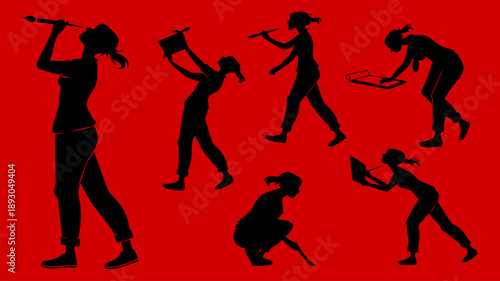 female silhouette creative artist pose collection