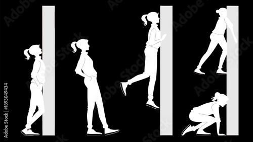 female silhouette leaning pose collection wall an
