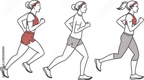 female silhouette running motion sequence set fit