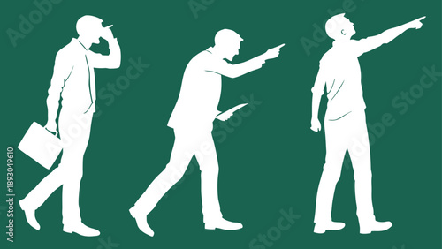 male silhouette presentation pointing pose collect