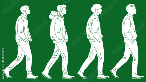 male silhouette side view pose group consistent b
