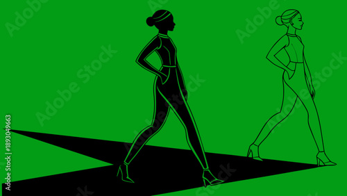 model female silhouette runway pose set e fashion