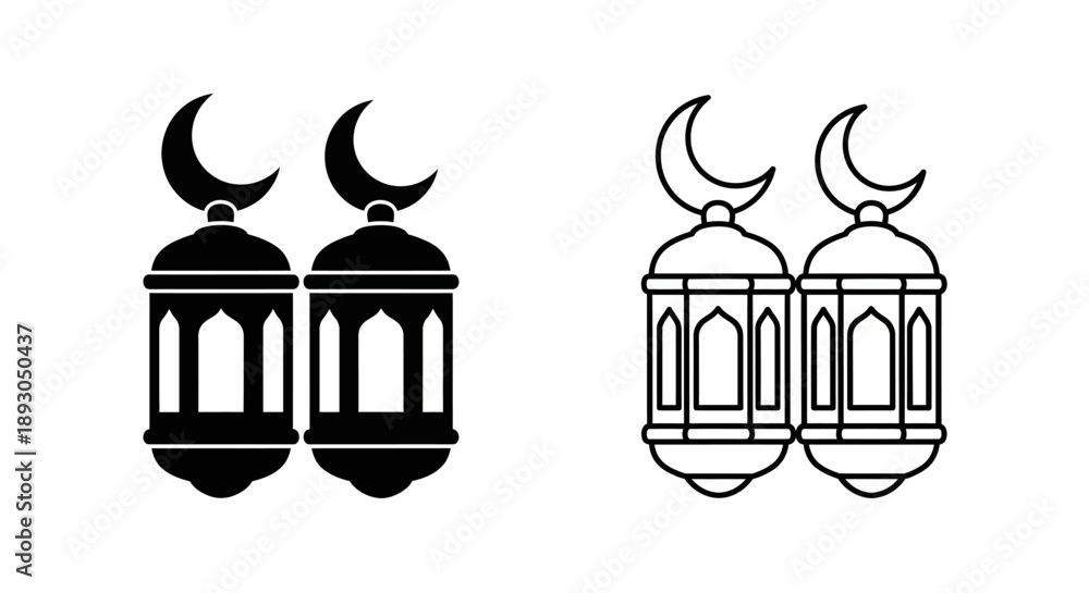 Obraz premium Ramadan lanterns islamic moon symbols Vector