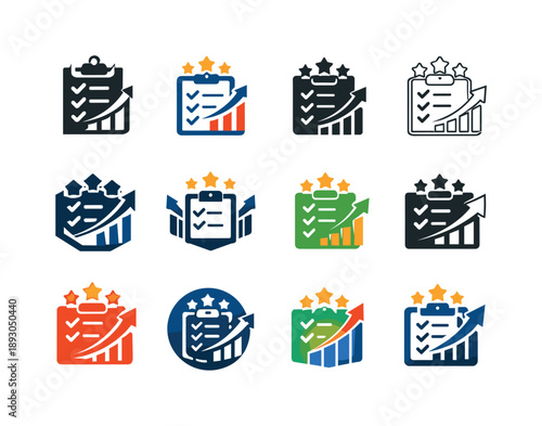 Online Reviews Impact Logos. Impact of online reviews and customer feedback on trade. Icon set. Set Logo of impact of online reviews and customer feedback on