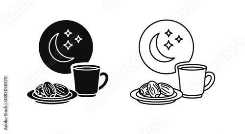 Night coffee moon stars illustration Vector