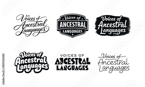 Ancestral Language Lettering. Voices of ancestral languages. Set lettering. harmonious lettering variations of the same emblematic concept, each with different