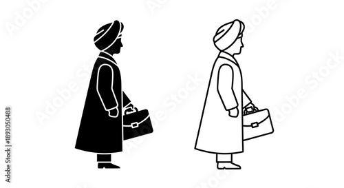 Business people holding briefcases Vector