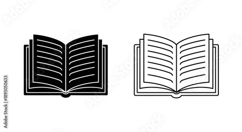 Open book illustration black and white Vector