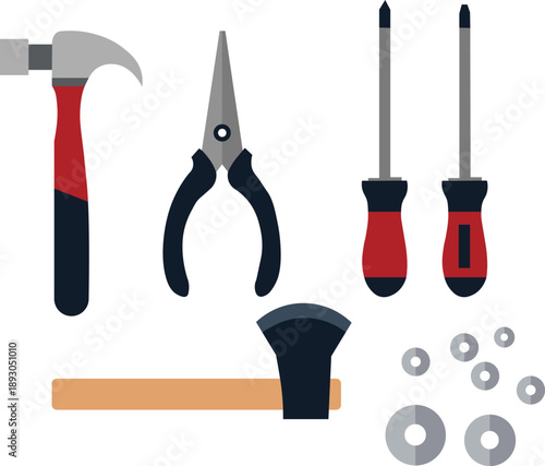 Handyman tools vector illustration set hammer pliers screwdrivers and axe icons