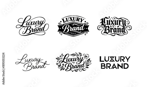 Elegant Calligraphy Variations. Luxury calligraphy headers. Set lettering. harmonious lettering variations of the same emblematic concept, each with different