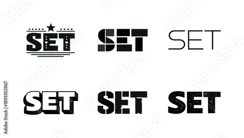 Harmonious Typographic Grid. Modular typographic layout blocks. Set lettering. harmonious lettering variations of the same emblematic concept, each with